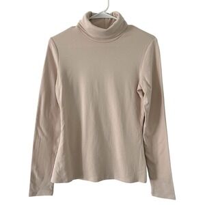 Sunbs Womens Beige Ribbed Turtleneck Long Sleeve Top EZsb213 Size Small NWT